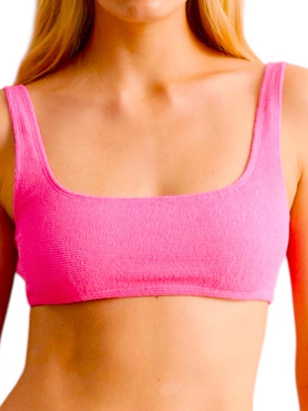 NWT & Other Stories Pink Textured Square Bikini Top